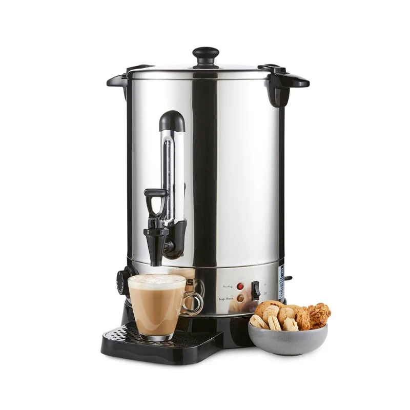 Image of Geepas 15L Commercial Catering Urn Kitchen Hot Water Boiler Tea Coffee Stainless Steel Metallic Silver unisex