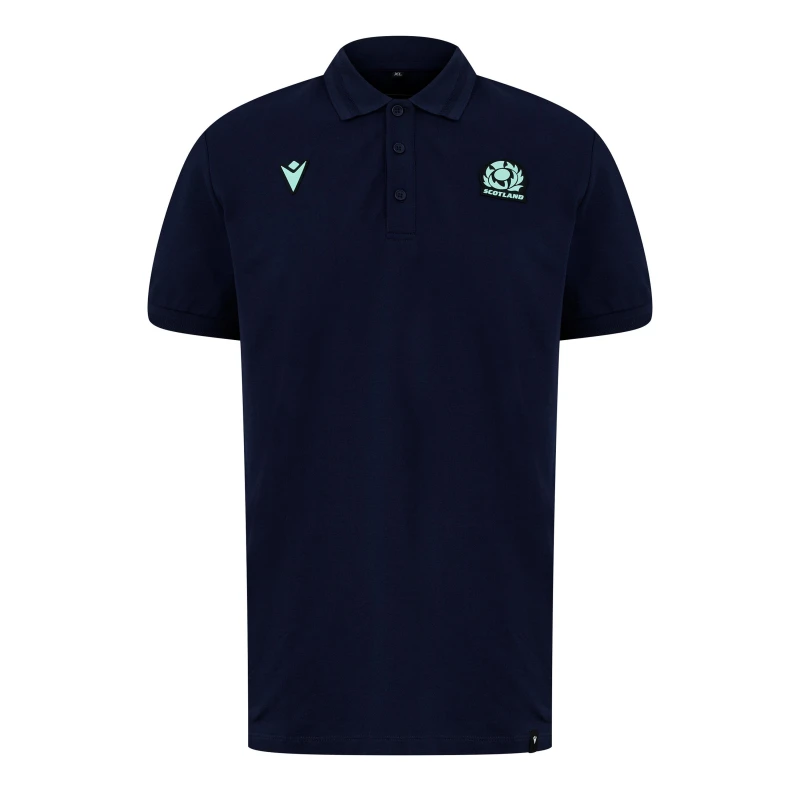 Image of Macron Scotland Rugby Union Polo Shirt 2024 Adults - Blue Blue S
