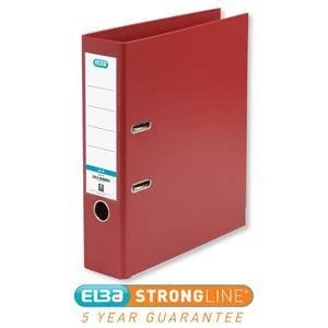 Image of Elba A4 Polypropylene Lever Arch File 70mm Red Pack of 10