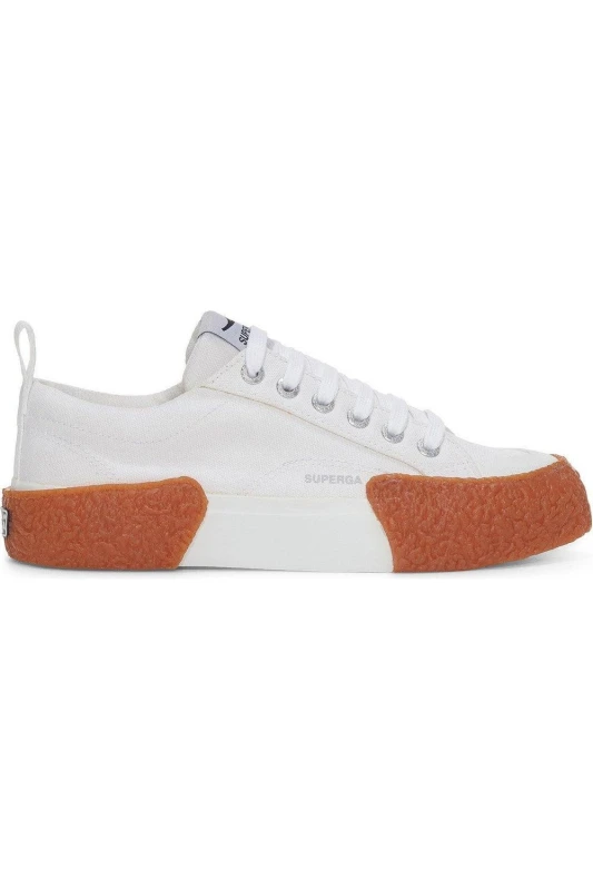 Image of Superga 2660 Stripe Big Bumpers Trainers in White Size: 4 White Unisex 4