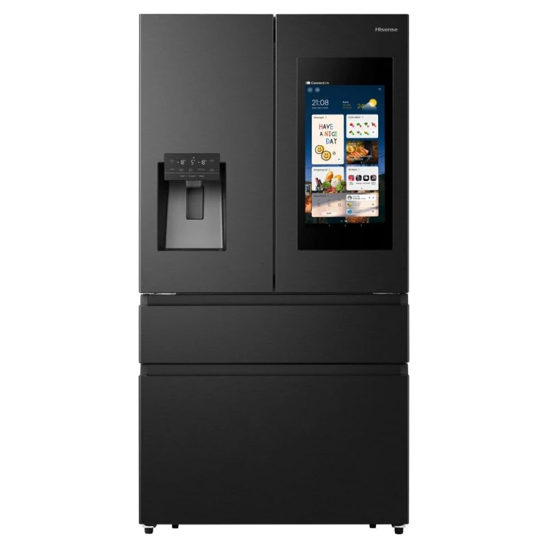 Image of Hisense PureFlat Eclipse RF9P490GTFE Non-Plumbed Total No Frost American Fridge Freezer - Black - E Rated, Black