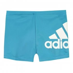 Image of adidas Boys Badge Of Sport Swim Boxer Trunks - Cyan
