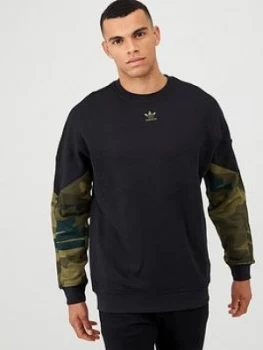 Image of Adidas Originals Camo Crew Neck Sweat - Black