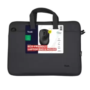 Image of Bologna Laptop Bag and Mouse Set Black, black