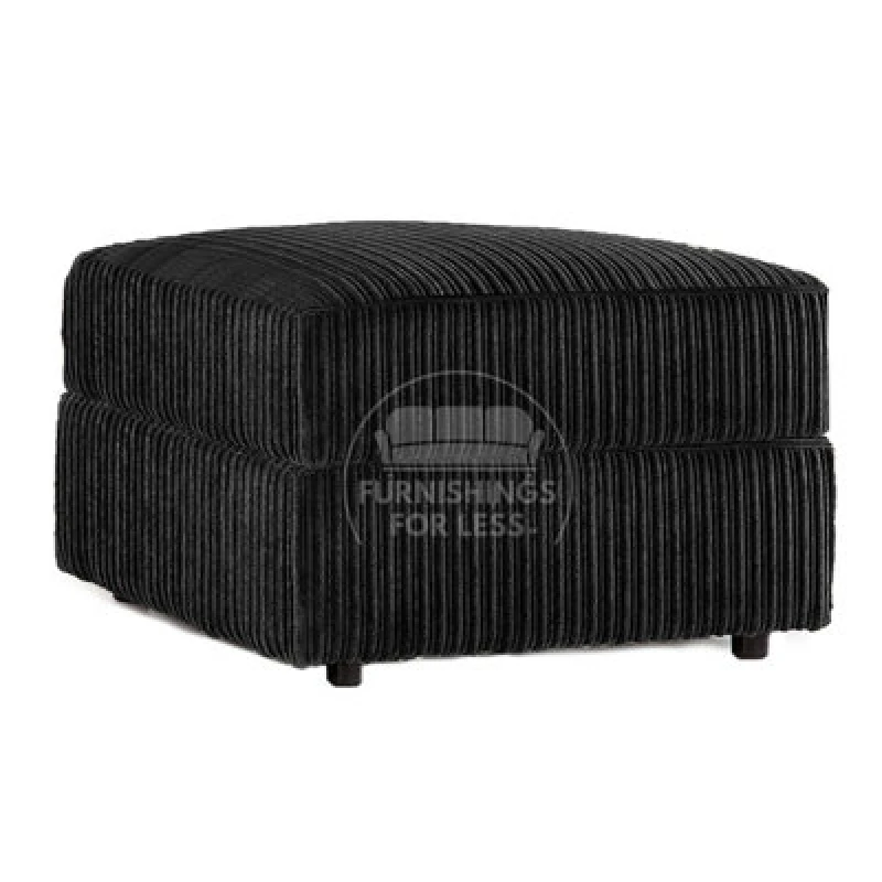 Image of Furnishings For Less UK Luxor Delta Ferguson Black Fabric Soft Jumbo Cord Footstool