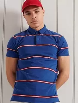 Image of Superdry Academy Stripe Polo - Varsity Blue, Varsity Blue Size M Men