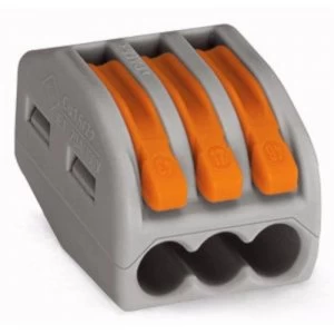 Image of WAGO 222-413 3 Way Lever Operated Terminal Connector - Single