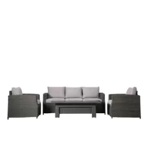 Image of Crossland Grove Louis 3 Seater Sofa Dining Set With Rising Table - Grey