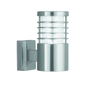 Image of 1 Light Outdoor Garden Wall Light Satin Silver IP44, E27