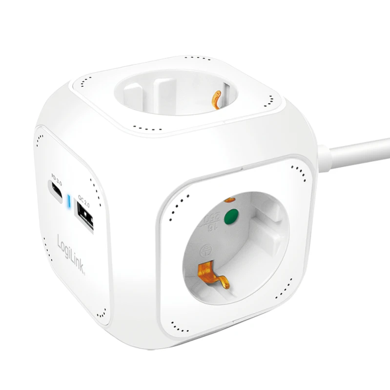 Image of LogiLink LPS283U power extension 1.4 m 4 AC outlet(s) Indoor White