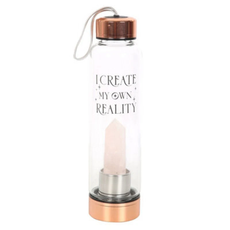 Image of Something Different Something Different Create My Own Reality Glass Rose Quartz Water Bottle in Baby Pink Baby Pink One Size Unisex 5063425868971