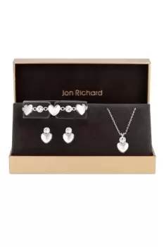 Image of Silver Plated And Polished Heart Trio Set - Gift Boxed