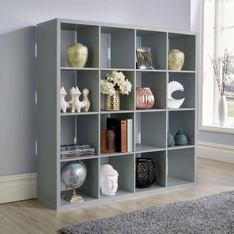 Image of Home Source Cube Plus 16 Bookcase Shelving Storage Unit Grey