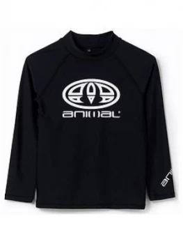 Image of Animal Boys Fontaine Long Sleeve Rash Vest - Black