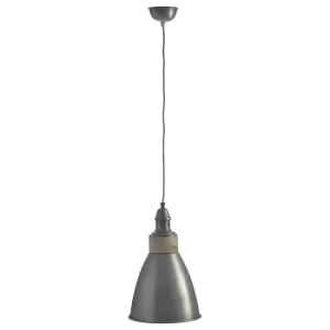 Image of Premier Housewares Oslo Pendant Light in Iron/Wood - Zinc Finish