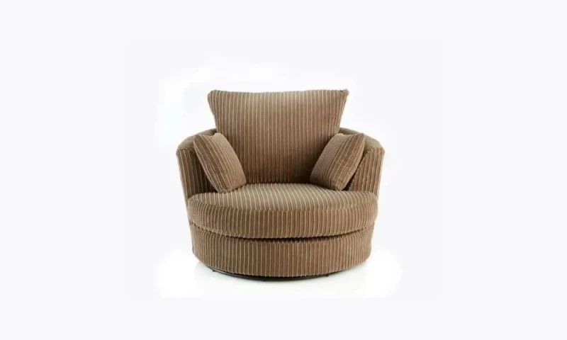 Image of LUXURY LIFE Collingdale Dylan Jumbo Cord Fabric Swivel Chair Light Brown