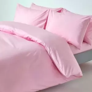 Image of Pink Egyptian Cotton Duvet Cover Set 200 Thread Count, King - Pink - Pink - Homescapes