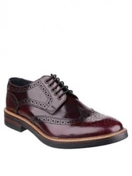 Image of Base London Base London Woburn Hi-shine Lace Up Brogue Shoe, Oxblood, Size 7, Men