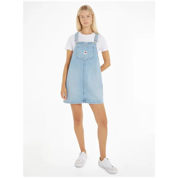 Image of Denim Dungaree Mini Dress