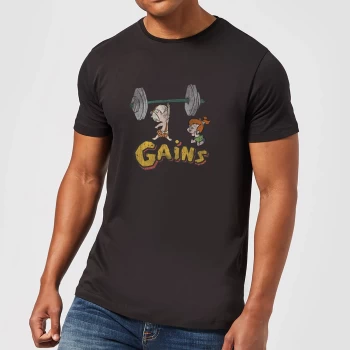 Image of The Flintstones Distressed Bam Bam Gains Mens T-Shirt - Black - XS - Black