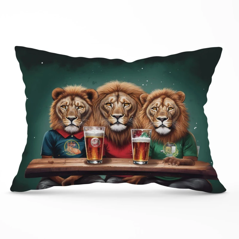 Image of Warren Reed - Designer Lions Watching The Game Cushions Size: 33cm x 48cm Multicolor Unisex 33cm x 48 cm