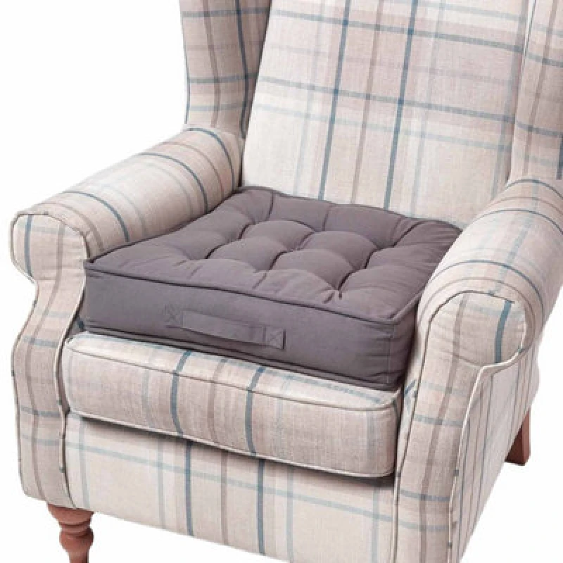Image of Homescapes Cotton Armchair Booster Cushion Charcoal