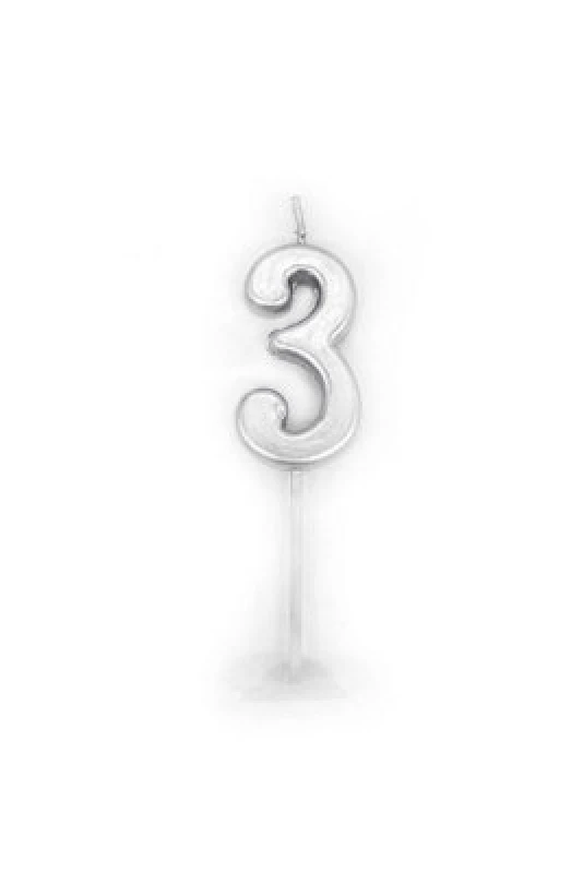 Image of Shatchi Silver 3 Number Candle Birthday Anniversary Party Cake Decorations Topper Silver unisex