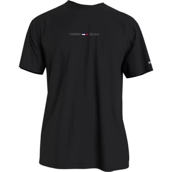 Image of Tommy Jeans Jeans Gel Logo T Shirt - Black