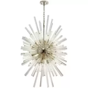 Image of Luminosa Hornby 32 Light E27, Vertical Oval Ceiling Pendant Polished Nickel, Clear Glass