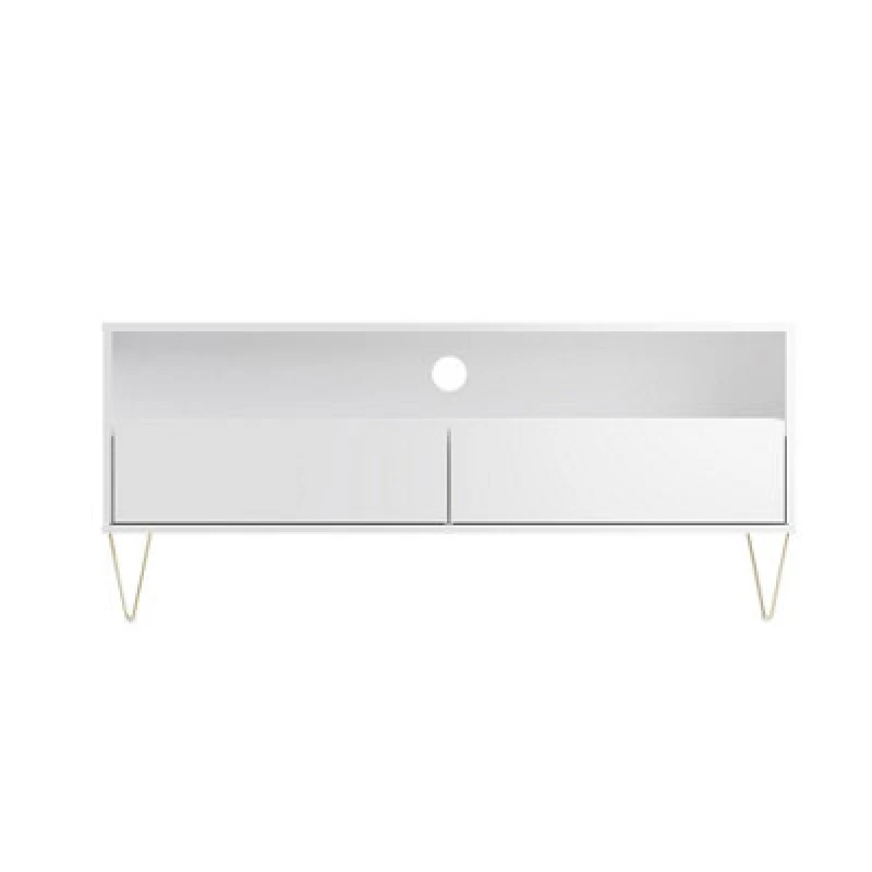 Image of Timber Art Design TV Cabinet With 2 Drawers White
