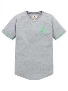 Image of Illusive London Boys Neon Logo Short Sleeve T-Shirt - Grey