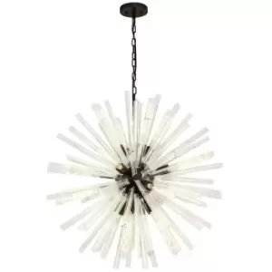 Image of Luminosa 16 Light E27, Round Pendant Brown Oxide , Clear Glass