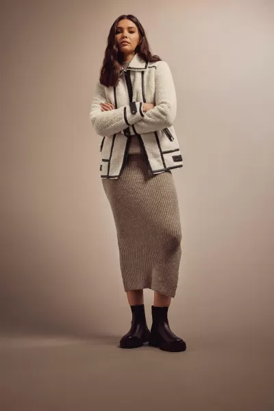 Image of Tall Faux Leather Borg Zip Jacket