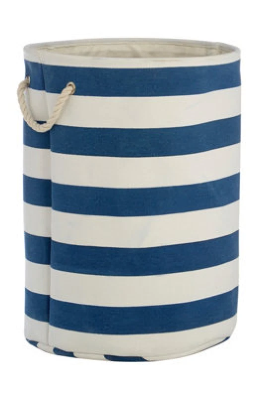 Image of Premier Housewares Nautical Blue And White Stripes Laundry Hamper Blue