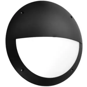 Image of IP65 Outdoor Bulkhead Lamp & Microwave Sensor Matt Black Eyelid 12W Daylight LED