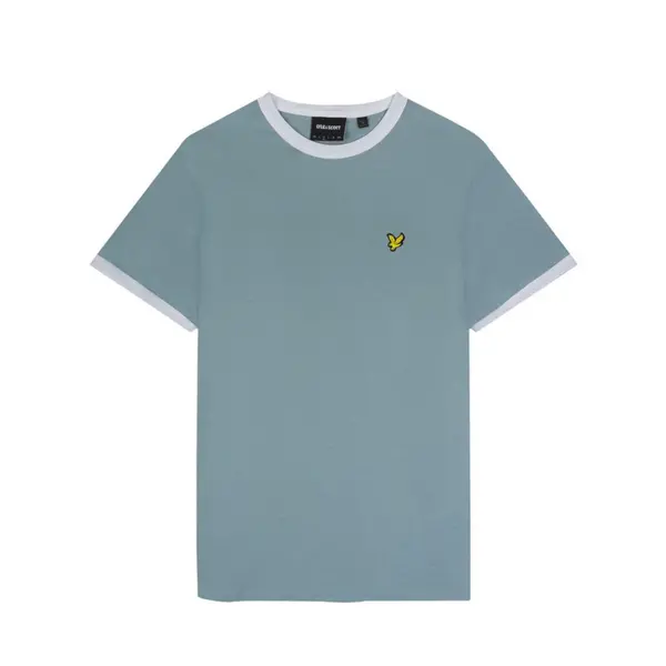 Image of Lyle & Scott Mens Ringer Regular Fit Cotton T Shirt XL - Chest 42-44' (106-111cm) Slate Blue/White LYL116-X164-XL