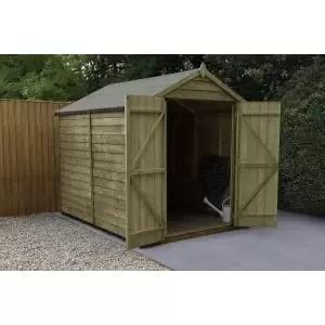 Image of Forest Garden 8 x 6ft Apex Overlap Pressure Treated Double Door Windowless Shed
