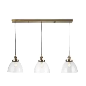 Image of Hansen Plate Pendant Ceiling Lamp, Antique Brass Plate, Glass