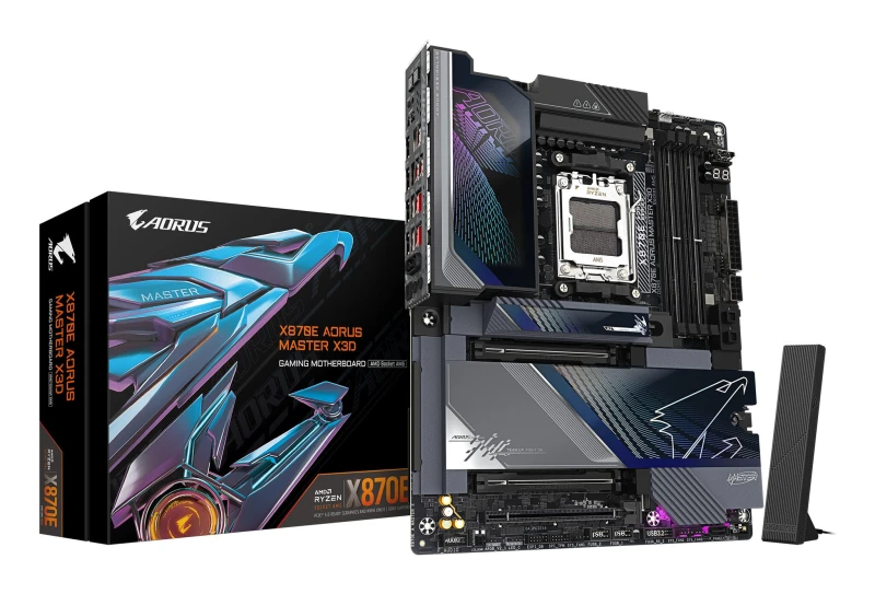 Image of Gigabyte Gigabyte X870E AORUS MASTER X3D Motherboard - Supports AMD Ryzen 9000 CPUs, 18+2+2 Phases Digital VRM, up to 9000Hz DDR5 (OC), 2xPCIe 5.0 + 3