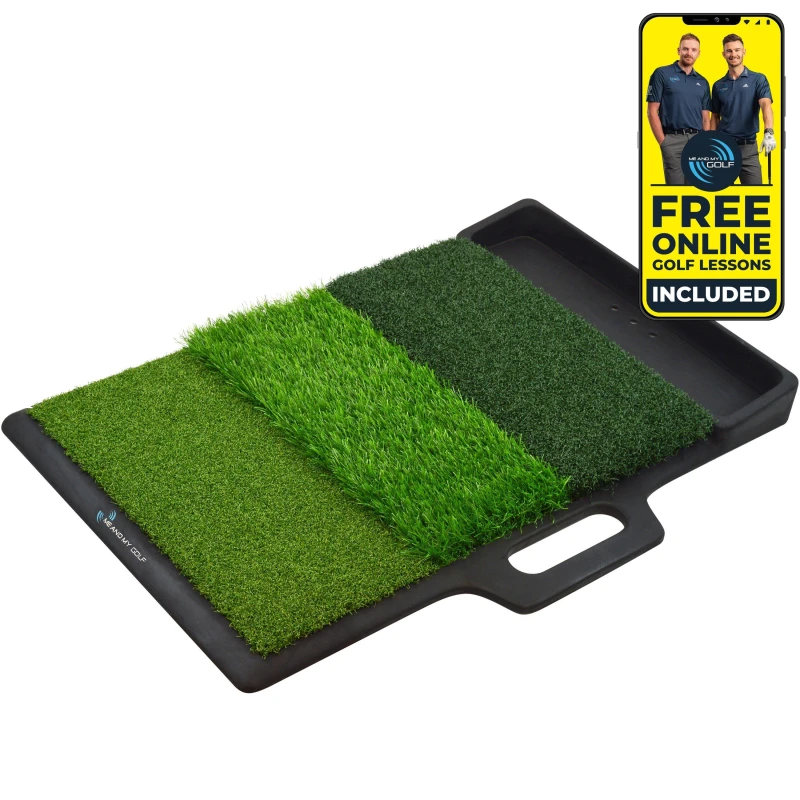 Image of Me And My Golf Tri-Turf Golf Hitting Mat - Green Green One Size