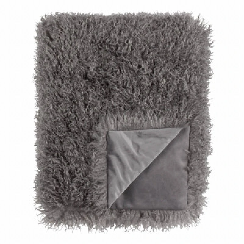 Image of Furn Furn Rowan Faux Fur Throw in Grey Size: 130cm x 170cm Grey 130cm x 170cm Unisex 5025532356291