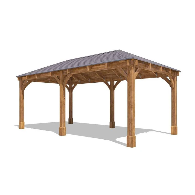 Image of Dunster House Wooden Gazebo Leviathan 6M X 3M Heavy Duty Patio Shelter With Roof Shingles