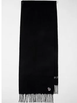 Image of Ps Paul Smith Mens Zebra Logo Knitted Scarf - Black