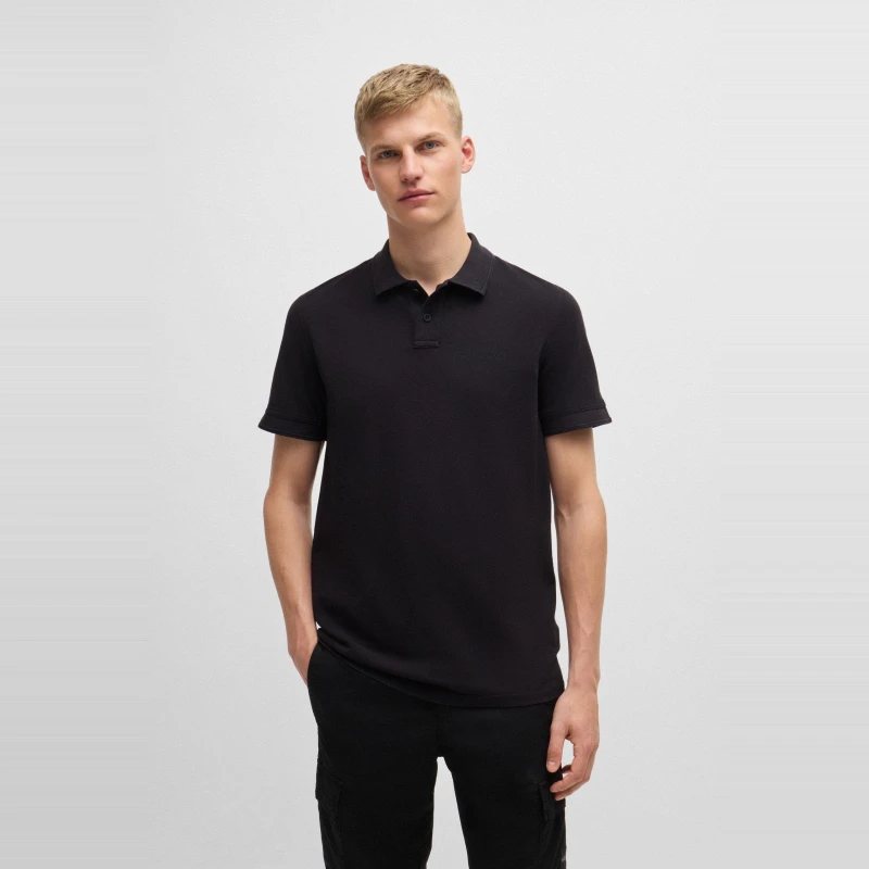 Image of Boss Mens Prime Cotton Polo Shirt Black male S