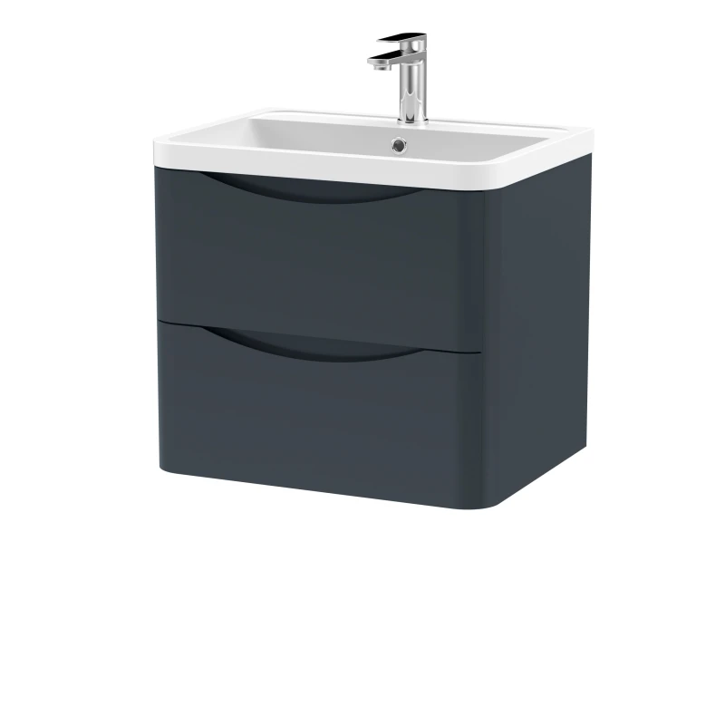 Image of Balterley Wall Hung 2 Drawer Vanity Basin Unit Polymarble Basin Soft Black 600mm Black