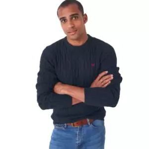 Image of Crew Clothing Mens Wide Cable Knit Cotton Crew Neck Jumper M - Chest 40-41.5'