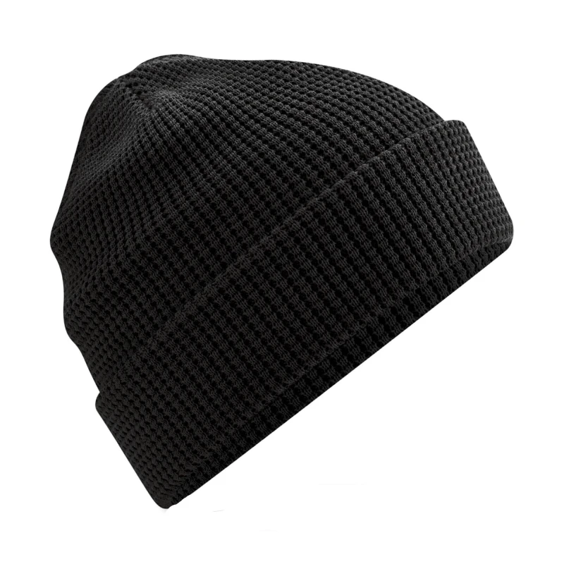 Image of Beechfield Beechfield Men Waffle Cotton Beanie in Black One Size Male 5059958979864