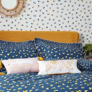 Image of Scion Leopard Dots Single Duvet Cover Set, Denim & Milkshake