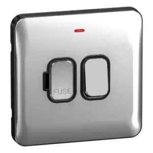 Image of Schneider LSD 13A Double Pole Switched Fused Spur With LED Indicator Black Insert Polished Chrome - GGBL5011BPC
