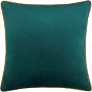 Image of Meridian Velvet Cushion Teal/Clementine - Teal/Clementine - Paoletti